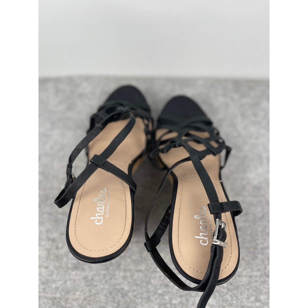 Charles by Charles David Espadrille wedge high heels, black, women's size 8.5 - Picture 9 of 14